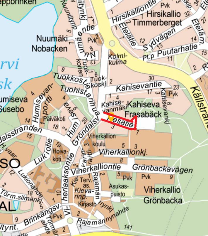 Suunnittelualue rajattuna karttakuvaan