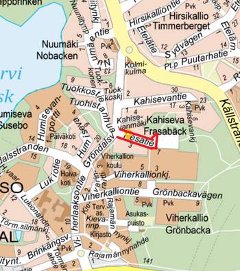 Suunnittelualue rajattuna karttakuvaan