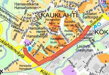 Suunniteltava alue on merkitty opaskarttaan.