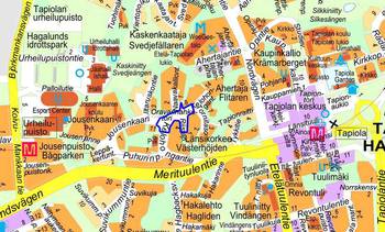 Suunnitteluhankkeen sijainti opaskartalle merkittynä