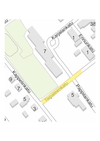 Taipaleenkadun suunnittelualue rajattuna.