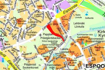 Suunnittelualue on merkitty karttaan punaisella rajauksella.