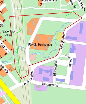 Kartalle on rajattu punaisella viivalla alue, jolle laaditaan asemakaavaa