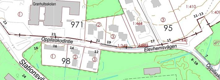 Oppilaskodintien suunnittelualue/rajaus