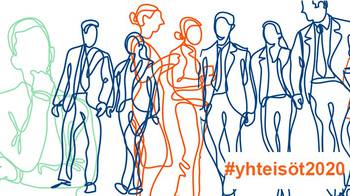 kuvituskuva ja hashtag #yhteisöt2020