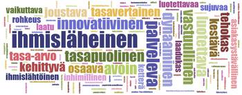 Keski-Suomen maakuntavaltuuston, Keski-Suomen sairaanhoitopiirin ja nuorisovaltuuston tammikuussa 2018 pidetyssä yhteisseminaarissa kerättyjä tavoitemielikuvia palveluiden järjestämisen periaatteista tulevassa maakunnassa.