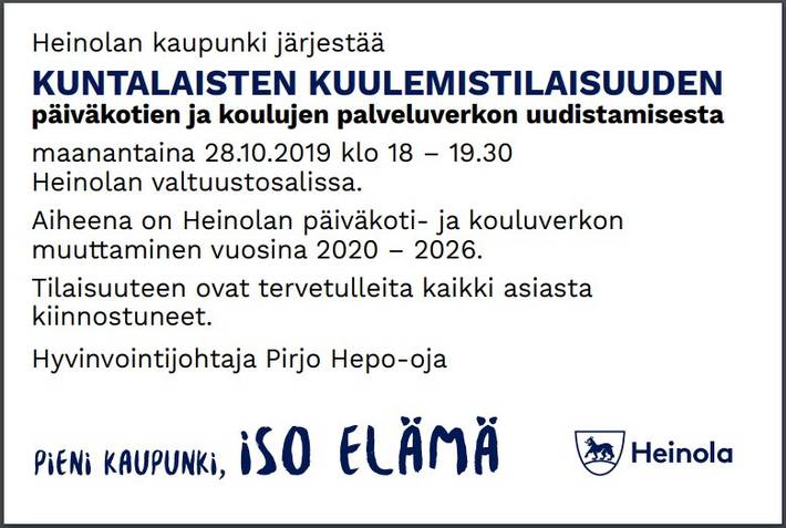 Heinolan päiväkoti- ja kouluverkon muuttaminen