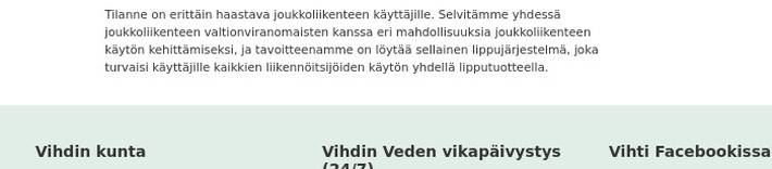 vihti seutuliikenne tilanne