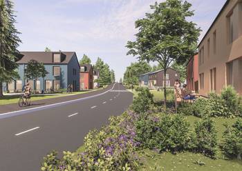 Itä-Taasjärven kokoojakadun varrella asuinrakennuksia