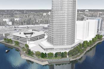 Havainnekuva yläviistosta rantapromenadista