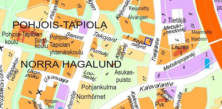 Opaskarttaote leikkipaikan sijannista