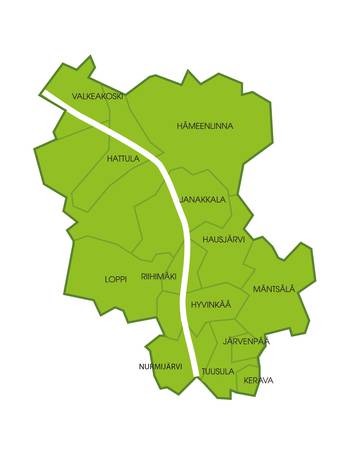 Kartta Kiertokapula Oy:n toiminta-alueesta