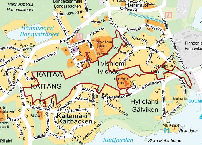 Suunnittelualueen rajaus kartalla