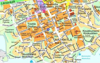 Opaskarttaotteeseen on merkitty leikkipaikan sijainti sinisellä viivalla.