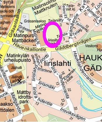 Hankealue merkittynä kartalle