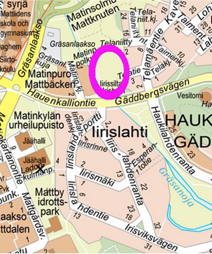 Hankealue merkittynä kartalle